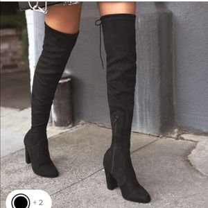 Lulus So Much Yes Black Suede Over the Knee Boots